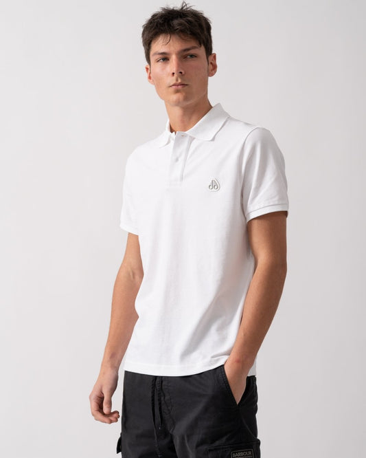 Moose Knuckles Everett Mens Polo Shirt - White 160 - CHO - Designer Mens Short Sleeve Polo Shirts