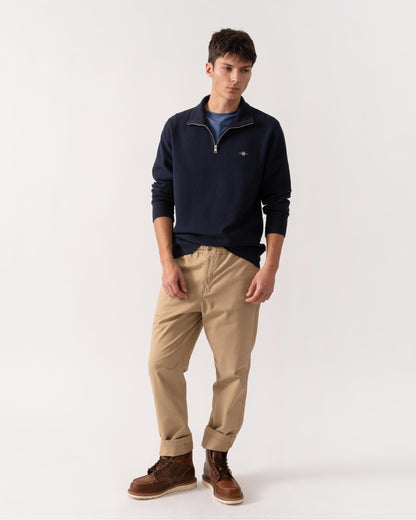 GANT Mens Texture Half-Zip Sweatshirt - 433 Evening Blue