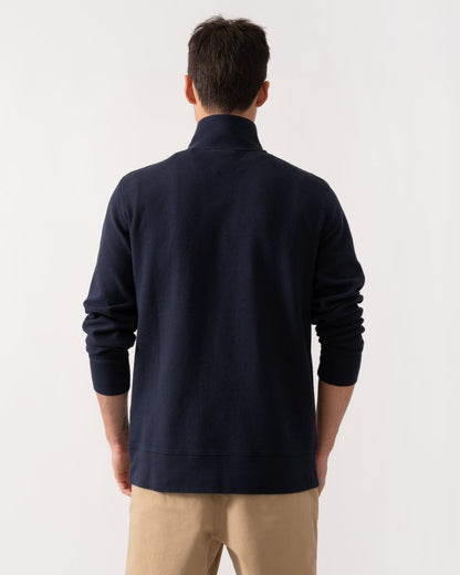 GANT Mens Texture Half-Zip Sweatshirt - 433 Evening Blue