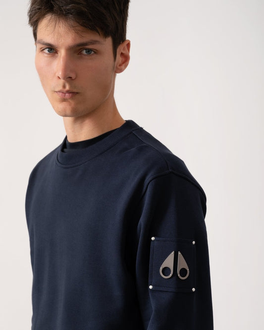 Moose Knuckles Hartsfield Mens Crew Neck Sweatshirt - Navy 833