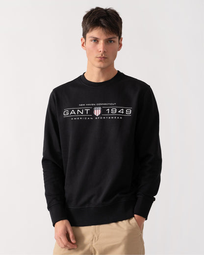 GANT Mens Graphic Crew Neck Sweatshirt - 5 Black