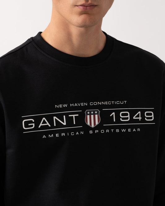 GANT Mens Graphic Crew Neck Sweatshirt - 5 Black