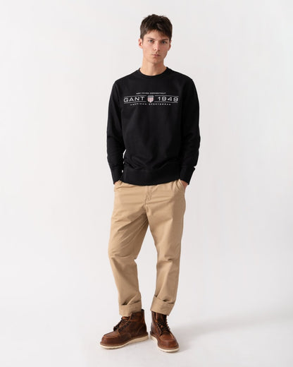 GANT Mens Graphic Crew Neck Sweatshirt - 5 Black