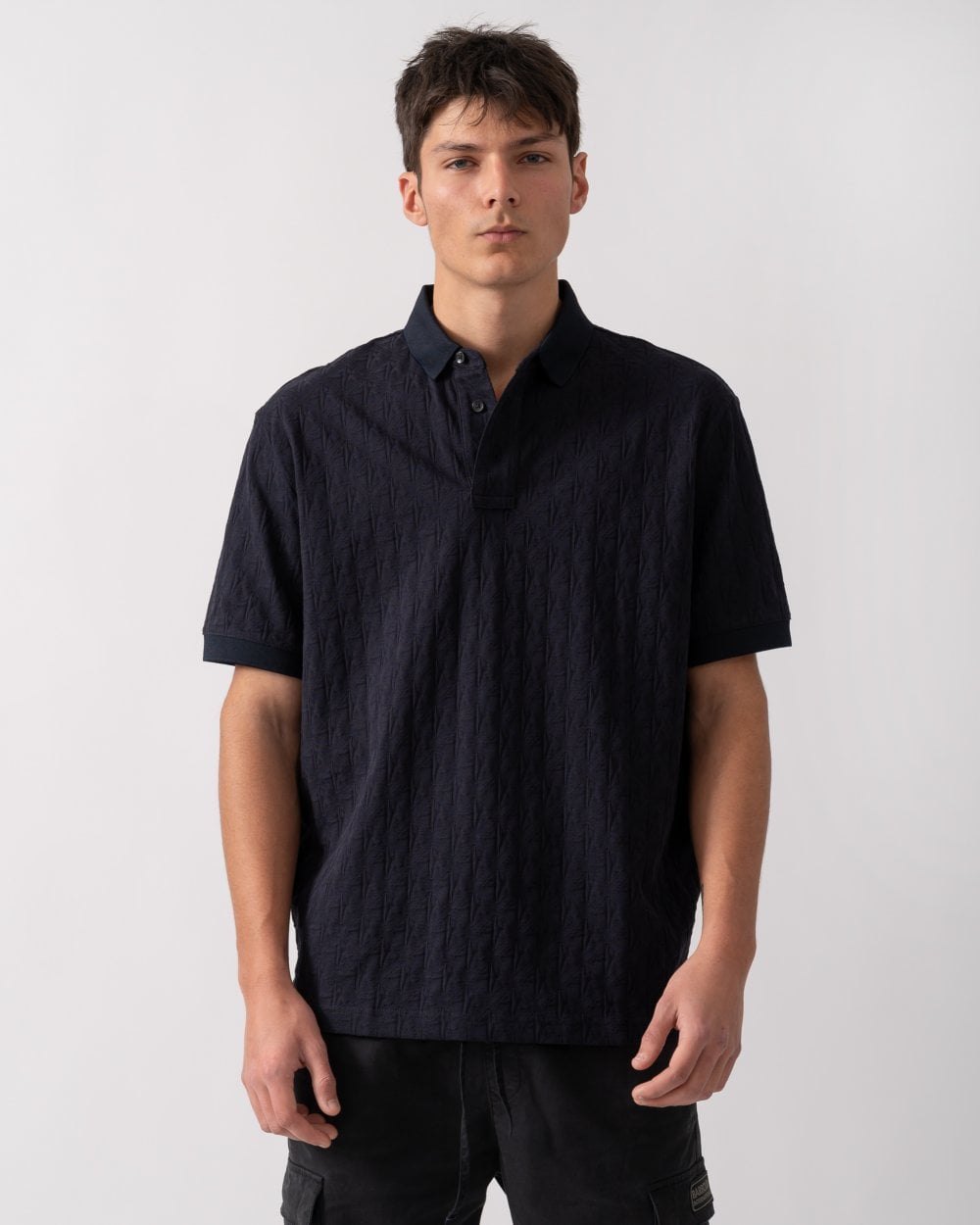 Armani Exchange Armani Exchange Mens Regular Fit Polo Shirt with Tone-On-Tone Allover Logo