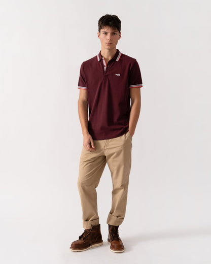 BOSS Green Paddy Contrast Mens Polo - Medium Red 614