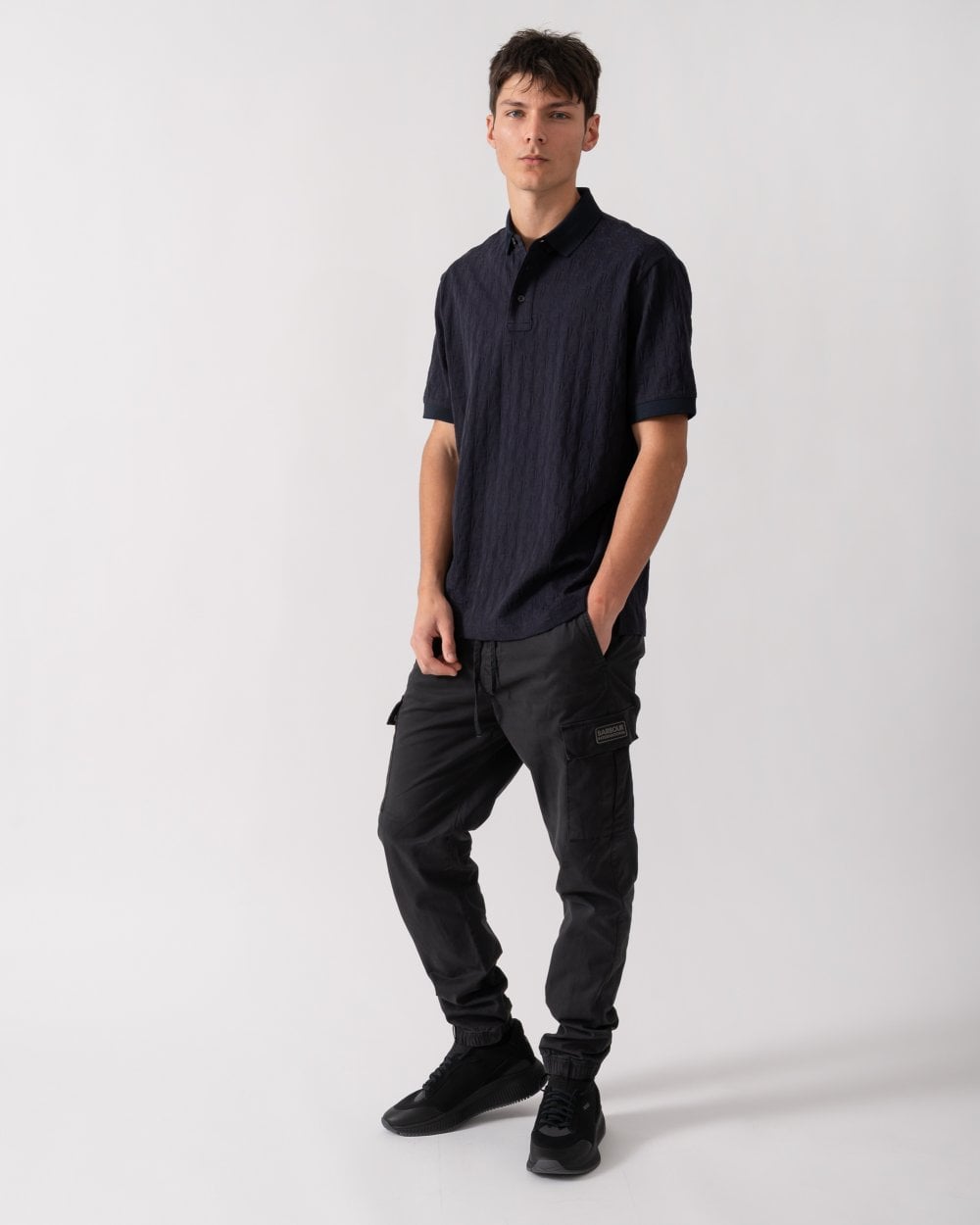 Armani Exchange Armani Exchange Mens Regular Fit Polo Shirt with Tone-On-Tone Allover Logo