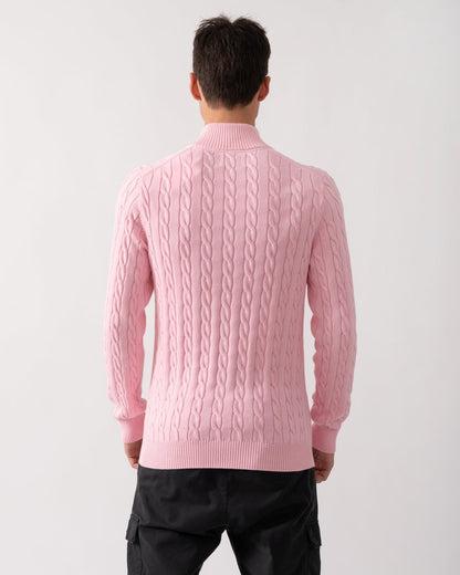 GANT Mens Cotton Cable Half Zip Jumper - 637 California Pink