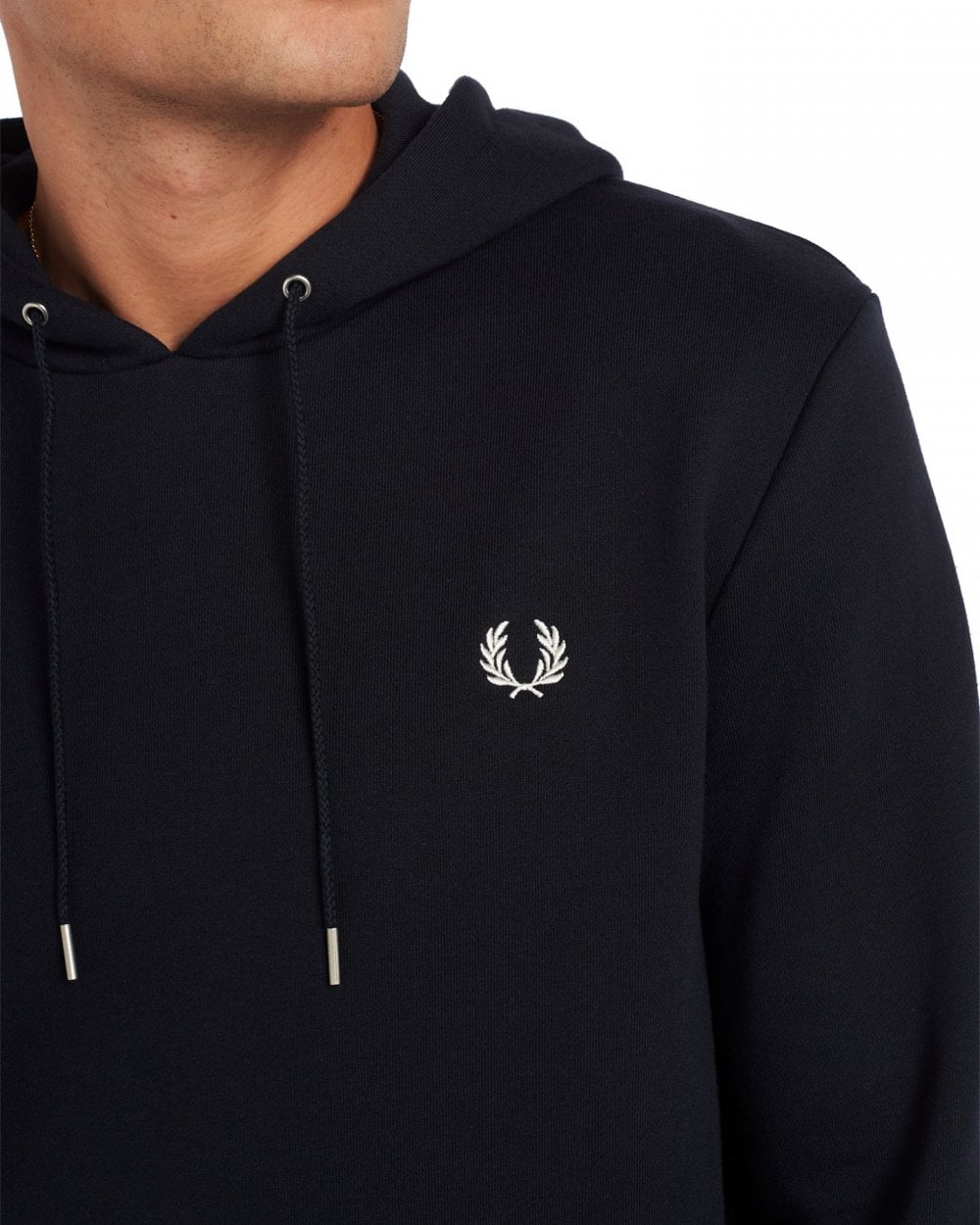 Fred Perry Mens Tipped Hooded Sweatshirt NOS - Navy 248