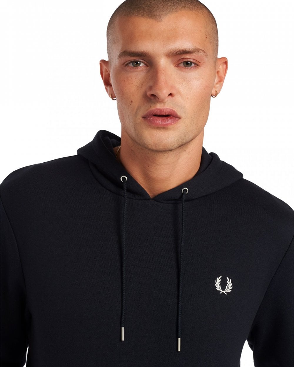 Fred Perry Mens Tipped Hooded Sweatshirt NOS - Navy 248