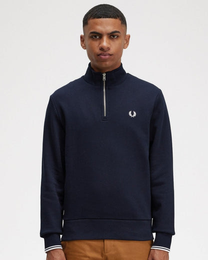 Fred Perry Mens Half Zip Sweatshirt NOS - Navy 608