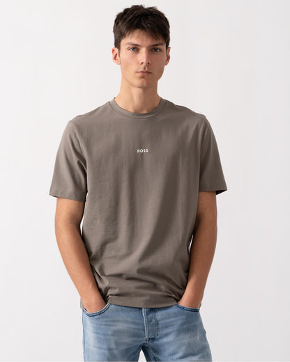BOSS Orange TChup Mens Crew Neck Small Logo T-Shirt - Open Beige 294