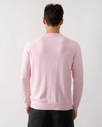 GANT Mens Classic Cotton Crew Neck Jumper - 698 Light Pink Melange