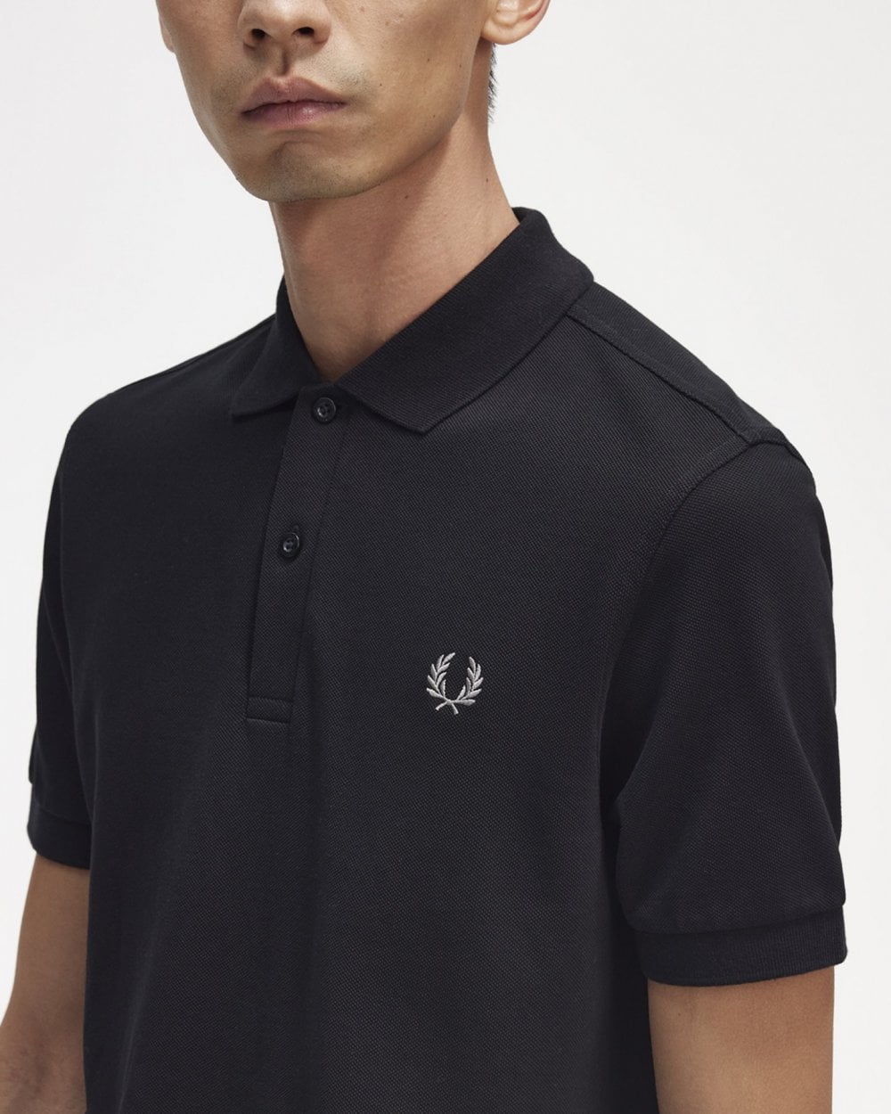Fred Perry Mens Plain Signature Polo Shirt - Black/Chrome 906
