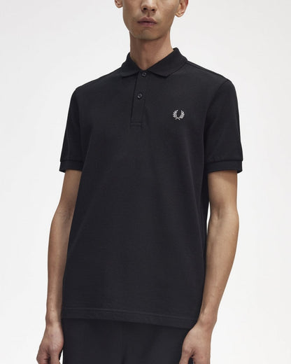 Fred Perry Mens Plain Signature Polo Shirt - Black/Chrome 906