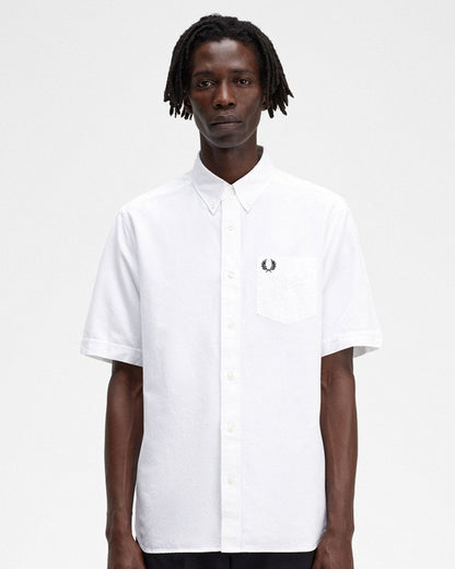 Fred Perry Mens Short Sleeve Oxford Shirt - White 100