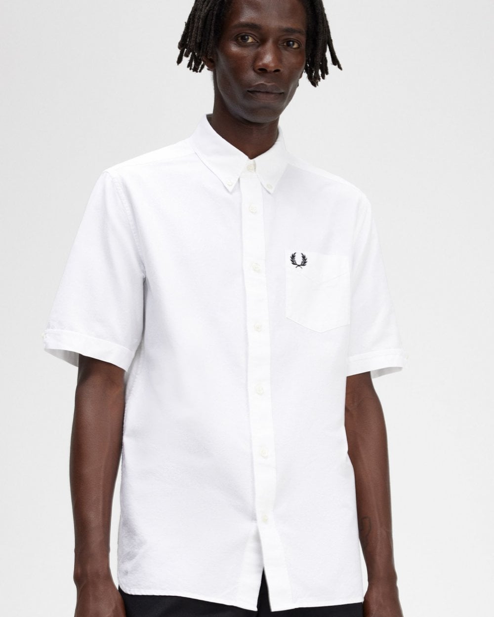 Fred Perry Mens Short Sleeve Oxford Shirt - White 100