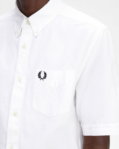 Fred Perry Mens Short Sleeve Oxford Shirt - White 100