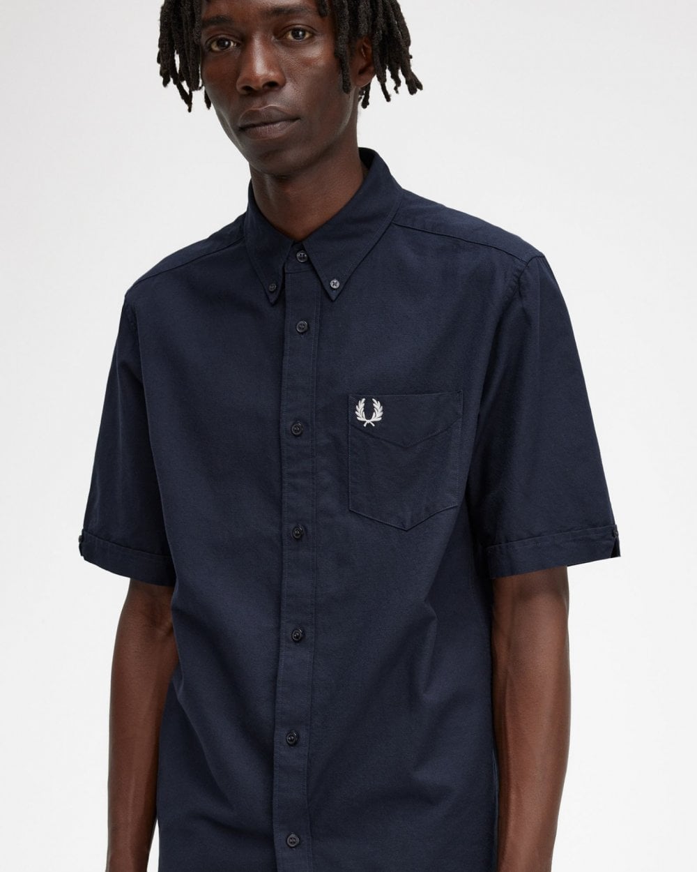 Fred Perry Mens Short Sleeve Oxford Shirt - Navy 608