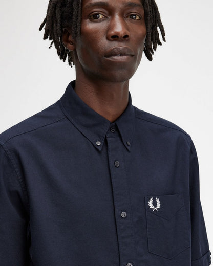 Fred Perry Mens Short Sleeve Oxford Shirt - Navy 608