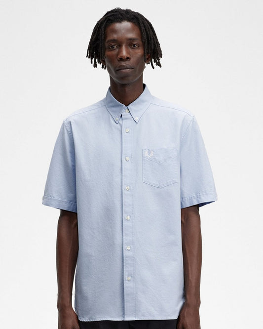 Fred Perry Mens Short Sleeve Oxford Shirt - Light Smoke 146