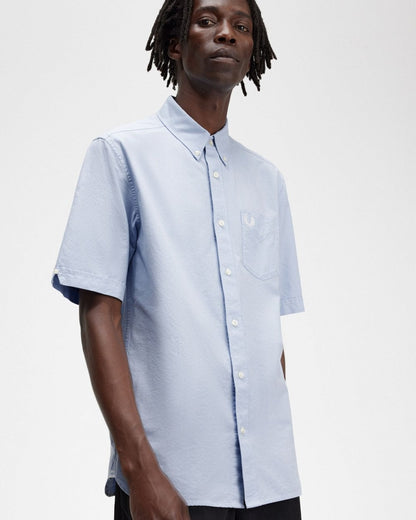 Fred Perry Mens Short Sleeve Oxford Shirt - Light Smoke 146