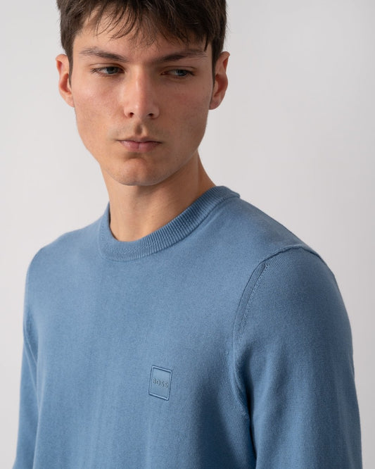 BOSS Orange Kanovano Mens Crew Neck Jumper - Open Blue 462