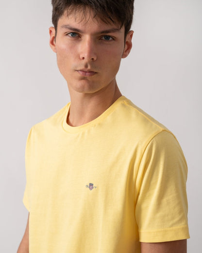 GANT Mens Regular Fit Short Sleeve Shield Logo T-Shirt - 714 Banana Yellow