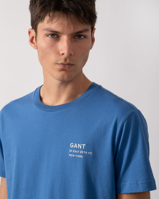 GANT Mens Small Graphic Short Sleeve T-Shirt - 407 Rich Blue