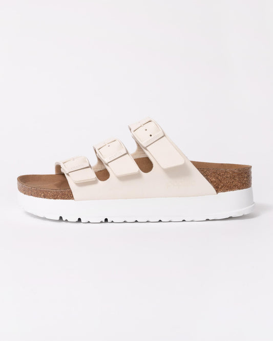 Birkenstock Papillio Florida III Womens Vegan Platform Sandals - Eggshell