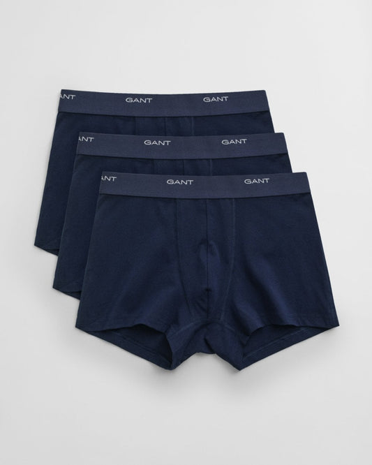 GANT 3-Pack Mens Core Trunks with Logo Waistband - 410 Marine