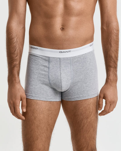 GANT 3-Pack Mens Core Trunks with Logo Waistband - 94 Light Grey Melange