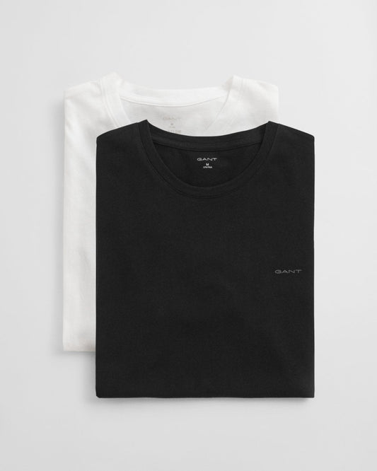 GANT 2-Pack Mens Crew Neck T-Shirts - 111 Black/White