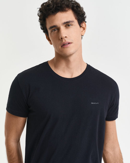 GANT 2-Pack Mens Crew Neck T-Shirts - 111 Black/White