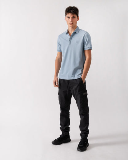Armani Exchange Mens Short Sleeve Micro Logo Polo Shirt - Ashley Blue U9287