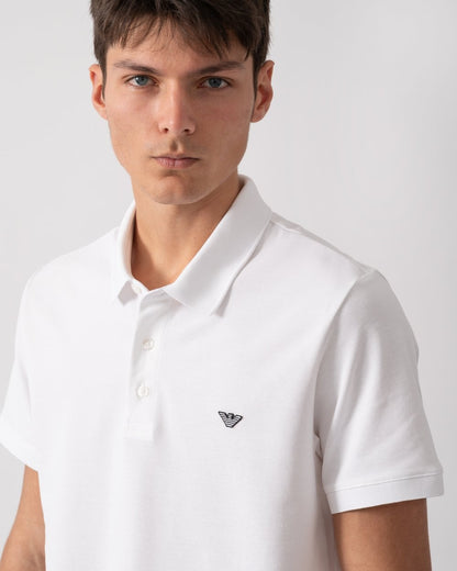 Emporio Armani Mens Eagle Logo Beach Polo - White