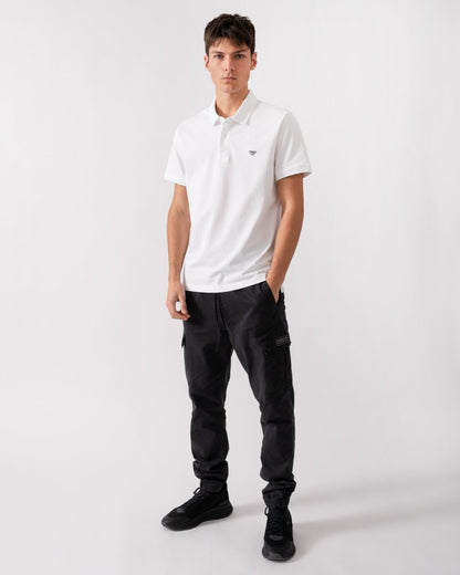 Emporio Armani Mens Eagle Logo Beach Polo - White