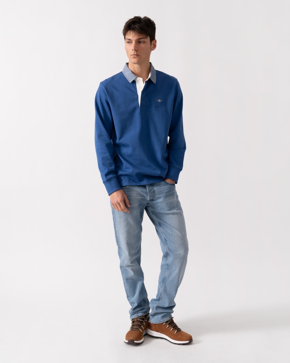 GANT Mens Regular Fit Chambray Heavy Rugger - 407 Rich Blue