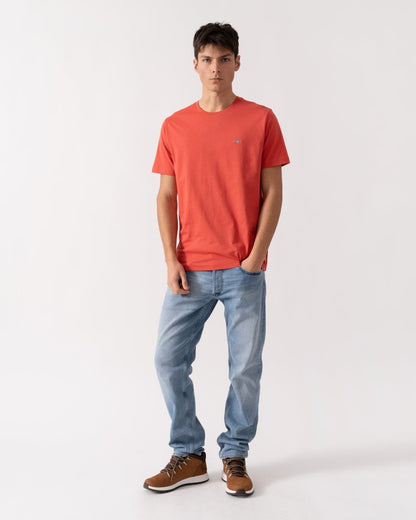 GANT Mens Regular Fit Short Sleeve Shield Logo T-Shirt - 643 Brick Red