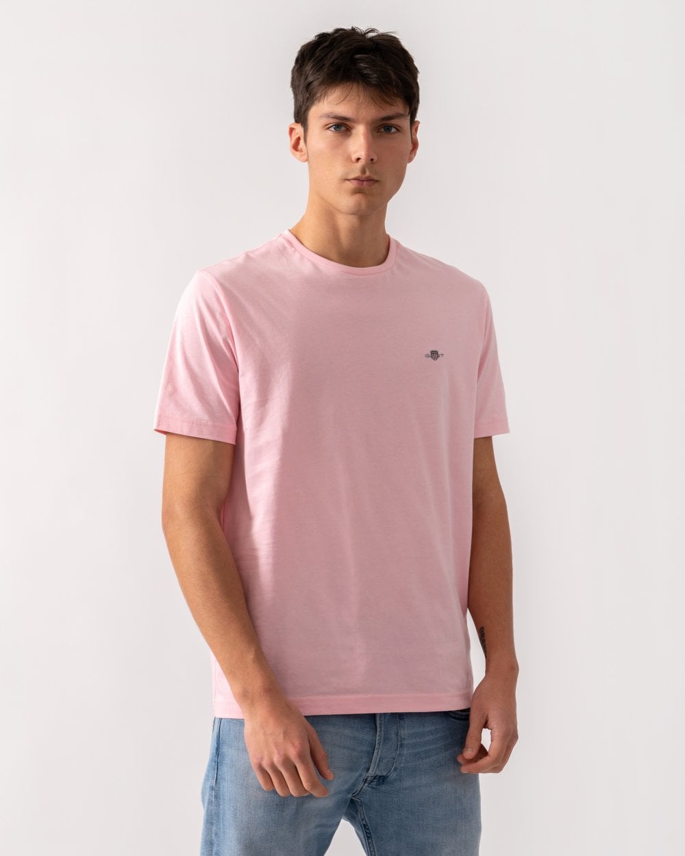 GANT Mens Regular Fit Short Sleeve Shield Logo T-Shirt - 637 California Pink