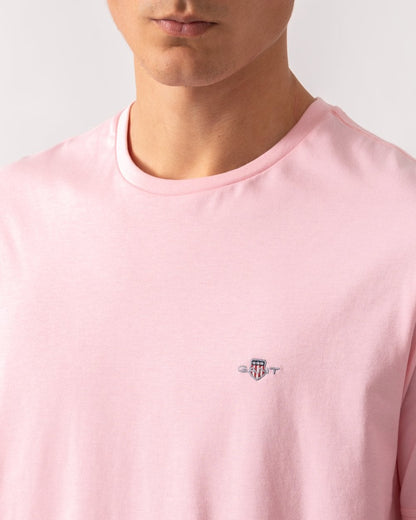 GANT Mens Regular Fit Short Sleeve Shield Logo T-Shirt - 637 California Pink