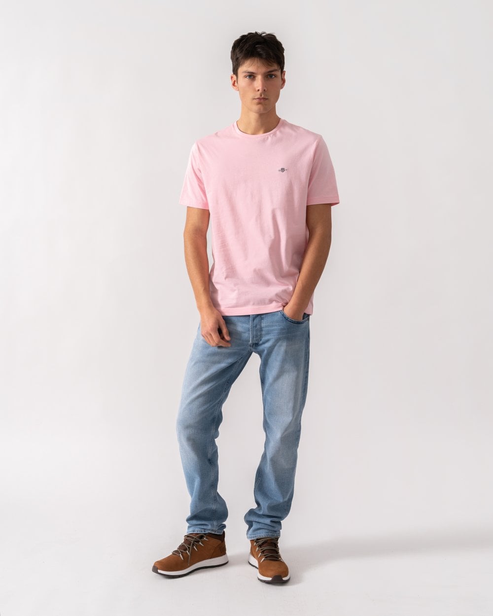 GANT Mens Regular Fit Short Sleeve Shield Logo T-Shirt - 637 California Pink