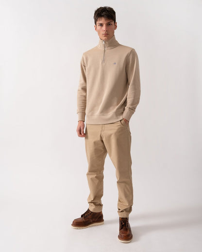 GANT Mens Regular Fit Shield Logo Half Zip Sweatshirt - 277 Dry Sand
