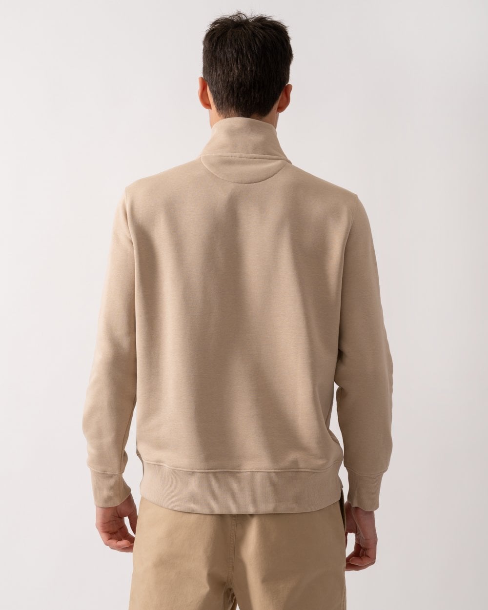 GANT Mens Regular Fit Shield Logo Half Zip Sweatshirt - 277 Dry Sand
