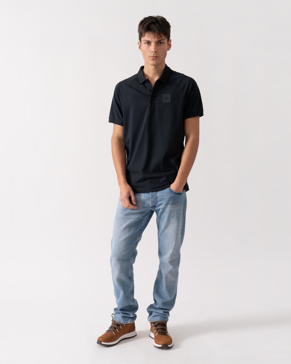 BOSS Green Paddy Rib Mens Polo Shirt - Dark Blue 402