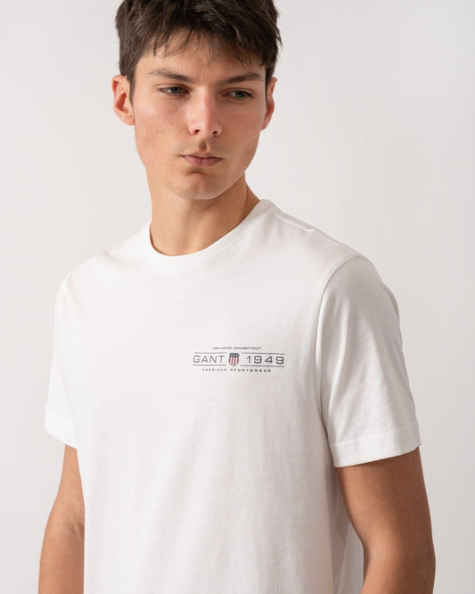 GANT Mens Short Sleeve Printed Graphic T-Shirt - 113 Eggshell