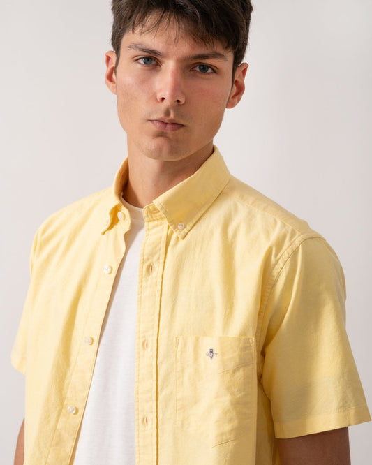 GANT Mens Regular Fit Short Sleeve Oxford Shirt - 714 Banana Yellow