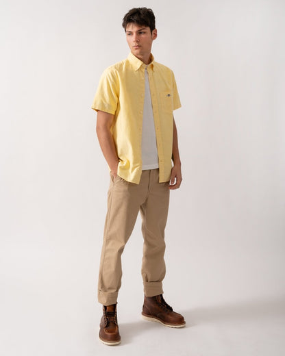 GANT Mens Regular Fit Short Sleeve Oxford Shirt - 714 Banana Yellow