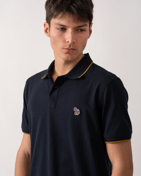 PS Paul Smith Mens Regular Fit Short Sleeve Zebra Badge Polo - 49 Very Dark Navy