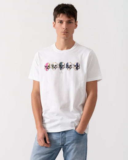 PS Paul Smith Mens Reg Fit Short Sleeve Multi Skull T-Shirt
