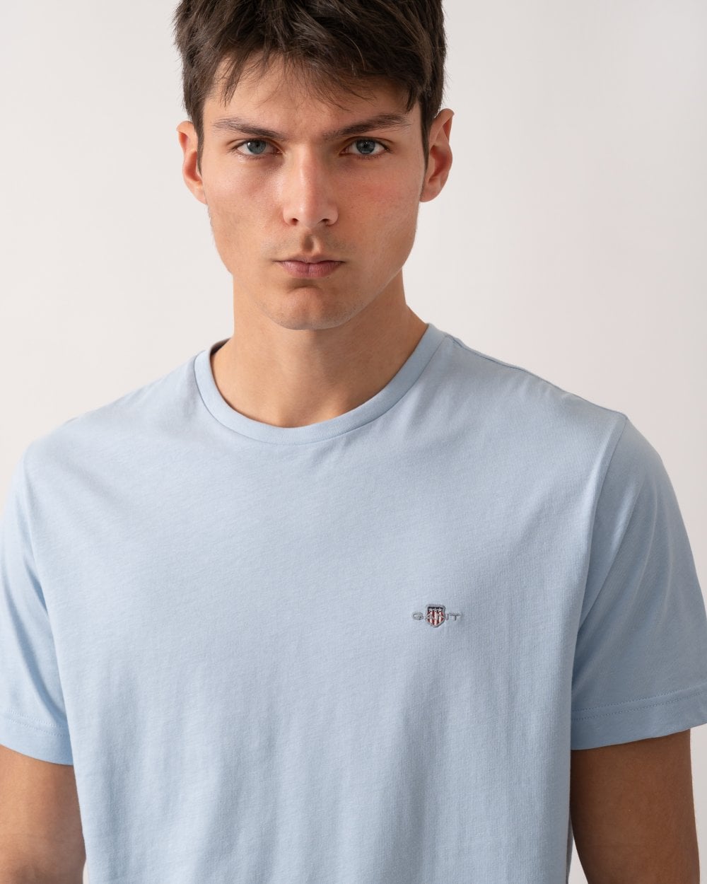 GANT Mens Regular Fit Short Sleeve Shield Logo T-Shirt - 457 Fresh Blue